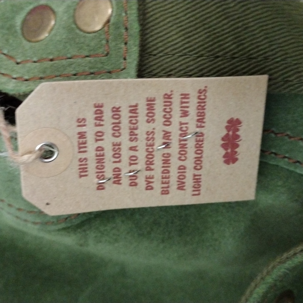 Vintage Lucky Brand Green Suede Adjustable Grommet Straps Messenger Bag NWT - Picture 6 of 11